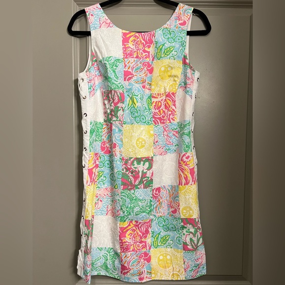 Lilly Pulitzer Dresses & Skirts - Lilly Pulitzer Delia Multi State Patchwork Lace-up Shift Dress Size 4